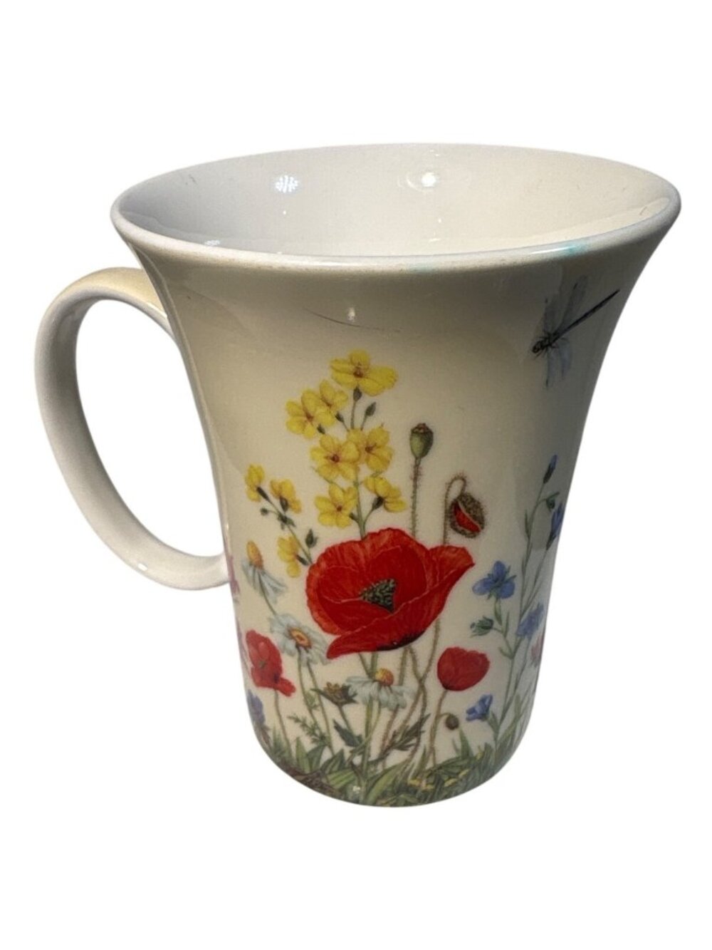 Gracie Floral Mug Coastline Imports Bone China Poppies Wildflowers Tea Coffee